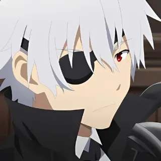🌙 Anime, Charakter, Weißes Haar, Augenklappe whatsapp sticker