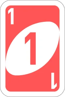 1️⃣ Uno 1 uno, kaart, nummer, rood telegram sticker