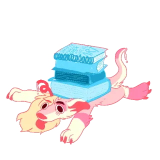📕 cão, livros, arte, desenho animado, animal, fofo whatsapp sticker