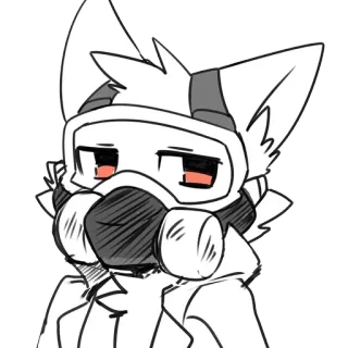 😃 gas mask, furry, scientist, white, animal telegram sticker