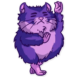 💃 кот, животное, йога, медитация, фиолетовый, поза telegram sticker