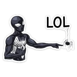 🕷 Spider-Man LOL Человек-паук, ЛОЛ, комикс, Marvel, супергерой, черный костюм, юмор telegram sticker