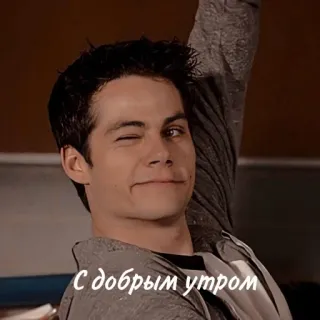 🦊 С добрым утром 좋은 아침, 러시아어, 인사, 윙크 telegram sticker