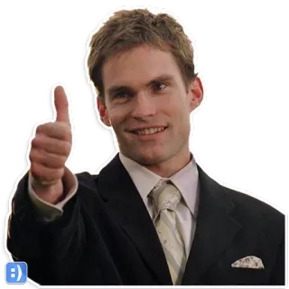👍 Mann, Daumen hoch, Positiv, Lächelnd, Formal, Geste telegram sticker