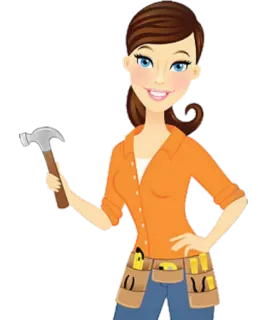 🔨 femme, dessin animé, ceinture à outils, marteau, construction, bricoleur, bricolage telegram sticker