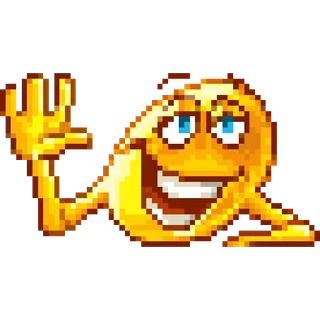 ✋ スマイリー, 黄色, 手を振る, レトロ, ピクセル telegram sticker