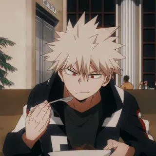 🍝 Katsuki Bakugo My Hero Academia Anime, Comiendo, Personaje, Katsuki Bakugo, My Hero Academia telegram sticker