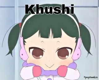 🍬 Khushi Anime, Kreskówka, Postać, Dziewczyna, Słodkie telegram sticker