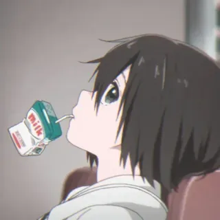 ◾ milk Anime, Meisje, Melk, Drinken, Cartoon whatsapp sticker