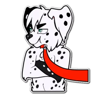 😑 Furry, Dálmata, Antropomorfo, Perro, Dibujo animado, Corbata, Personaje whatsapp sticker