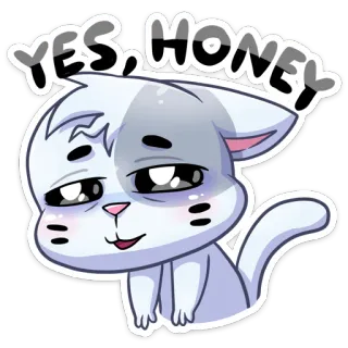 ☺️ YES, HONEY gatto, carino, cartone animato, animale domestico, sì, miele, affermativo telegram sticker