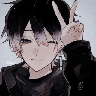 💫 Jihan.n anime, manga, boy, peace, wink, cartoon telegram sticker