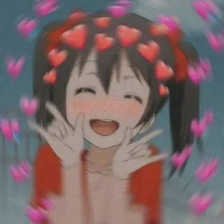 ❤️ Аниме, Девушка, Сердечки, Милый, Мультфильм telegram sticker