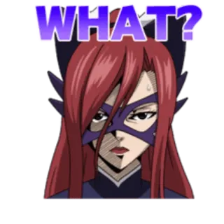 😳 WHAT? câu hỏi, bối rối, anime, dấu chấm than, Erza Scarlet telegram sticker