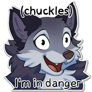 🌝 (chuckles) I'm in danger danger, funny, wolf, meme, cartoon telegram sticker