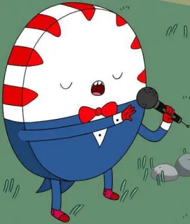 🍓 Peppermint Butler Adventure Time 卡通, 薄荷管家, 探险活宝, 角色, 唱歌, 麦克风 telegram sticker