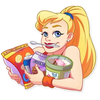 🍽 Cartoon, Blond, Essen, Snack, Kekse, Eis telegram sticker