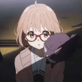 🍧 Mirai Kuriyama Beyond the Boundary anime, character, girl, glasses, beyond the boundary, mirai kuriyama whatsapp sticker