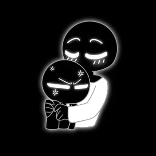 😡 stick figures, cartoon, hugging, anger, love telegram sticker