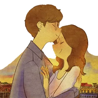 😌 любовь, пара, романтика, поцелуй, объятие telegram sticker