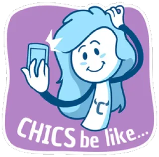 🧐 CHICS be like.... chic, ragazze, selfie, telefono, cartone animato, divertente, meme telegram sticker