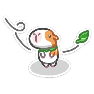 🤔 Tier, Meerschweinchen, süß, Cartoon, kawaii, Haustier, Blatt whatsapp sticker