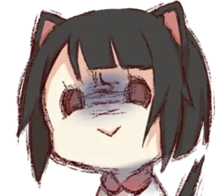 😠 Аниме девушка, Кошачьи уши, Эмоциональный, Стикер, Мультфильм telegram sticker
