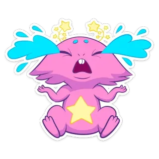 😭 Kreskówka, Płaczący, Smutny, Potwór, Różowy, Gwiazda whatsapp sticker