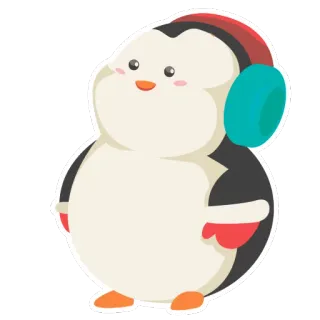 🐧 企鹅, 可爱, 卡通, 动物, 卡哇伊, 耳机, 冬天 telegram sticker