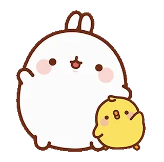 👋 molang, piupiu, lapin, poussin, mignon, kawaii, dessin animé telegram sticker