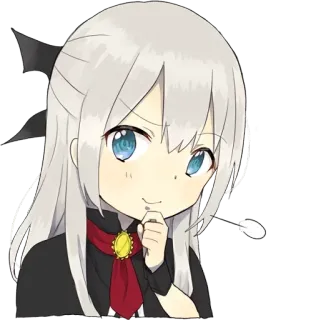 🤔 chica anime, lindo, dibujos animados, chibi, manga, ilustración, kawaii whatsapp sticker