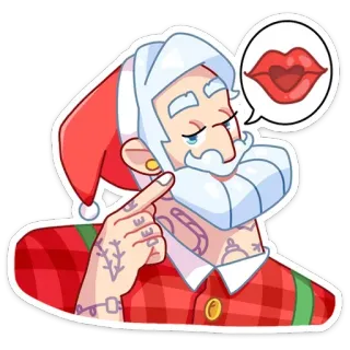 ❤️ Santa santa, navidad, sticker, dibujos animados, amor, labios, rojo, corazón telegram sticker