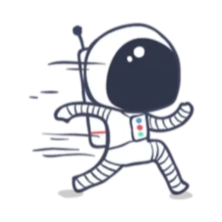 🏃 astronauta, espaço, corrida, desenho animado, personagem, velocidade, movimento telegram sticker