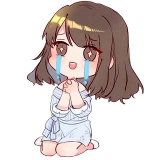 😍 Anime, Kawaii, Chorando, Implorando, Suplicando, Triste, Chibi, Lágrimas whatsapp sticker