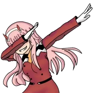 😎 Zero Two Darling in the Franxx Anime, Dab, Zero Two, Darling in the Franxx, pinke Haare whatsapp sticker