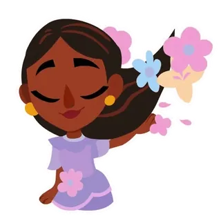 👩 ragazza, fiori, cartone animato, personaggio whatsapp sticker