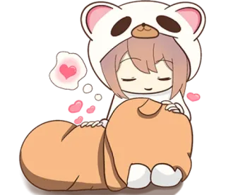 ❤️ kawaii, cute, bear, dog, heart, girl, anime, sticker telegram sticker