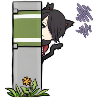 😶 cat, anime, cartoon, sticker, peeking, hiding telegram sticker