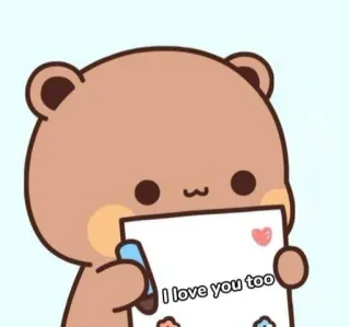 💙 I love you too urso, amor, carinho, fofo, coração, mensagem telegram sticker