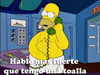 💦 Homer Simpson The Simpsons Hable mas fuerte que tengo una toalla 호머 심슨, 수건, 만화, 웃긴, 말하는, 전화, 더 크게 말해 telegram sticker