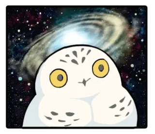 🔭 hibou, espace, galaxie, dessin animé, mignon, animal telegram sticker