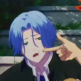 💎 Reki Kyan SK8 the Infinity anime, blue hair, finger, reki kyan, sk8 the infinity telegram sticker