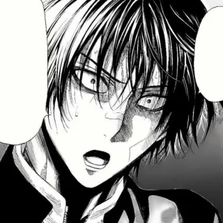 🚓 Anime, Mangá, Personagem, Bravo, Preto e branco telegram sticker