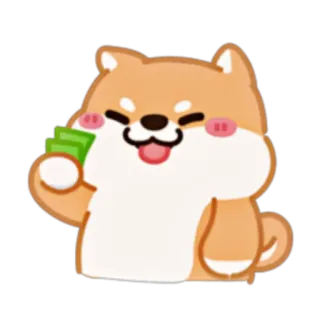 💲 狗, 钱, 柴犬, 财富, 可爱, 卡通, 表情符号 telegram sticker