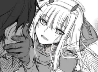 😰 Zero Two Darling in the Franxx Anime, Manga, Zero Two, Darling in the Franxx, Dessin animé, Animé telegram sticker