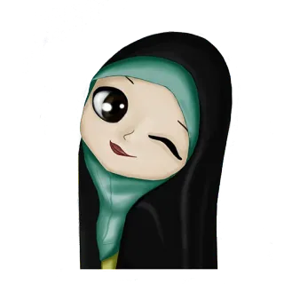 😉 hijab, muslim, islam, woman, cartoon, anime telegram sticker