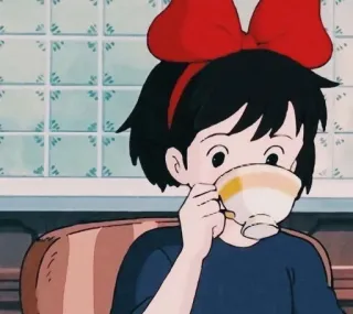 ☕ Kiki Kiki's Delivery Service kiki, anime, tè, consegna, strega telegram sticker