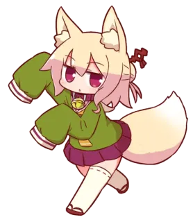😁 Anime, Chica zorro, Kemonomimi, Lindo, Kawaii, Chibi telegram sticker