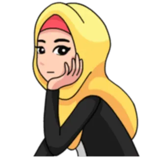 🙄 cartoon, hijab, woman, islam, muslim, girl telegram sticker