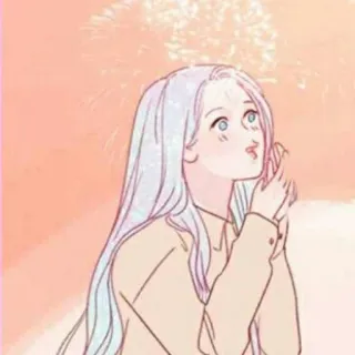 😊 ผู้หญิง, เป็นประกาย, มองขึ้น, สไตล์อนิเมะ, การ์ตูน telegram sticker